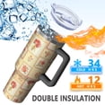 thumbnail image 5 of 40oz Pioneer Flower Floral Print Pattern Insulated Tumbler with Handle, BPA-Free Leak Proof Lid and Straws, Double Wall Vacuum, Hot 12h/Cold 34h, 5 of 6