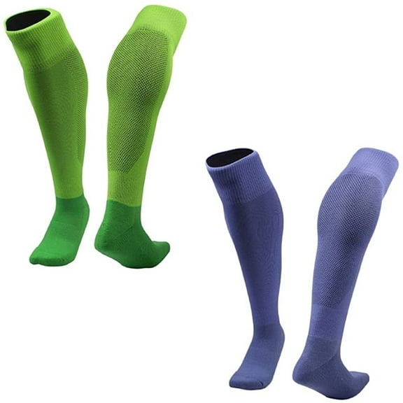 Lian LifeStyle 2 Pairs Exceptional Knee High Sports Socks for Soccer, Softball, Baseball and many other Sports XL0005 Size M Green,LightBlue