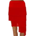 thumbnail image 2 of Cha-Cha Salsa Samba Tango Latin Tassel Dance Practice Competence Skirts Outfit Red, 2 of 4