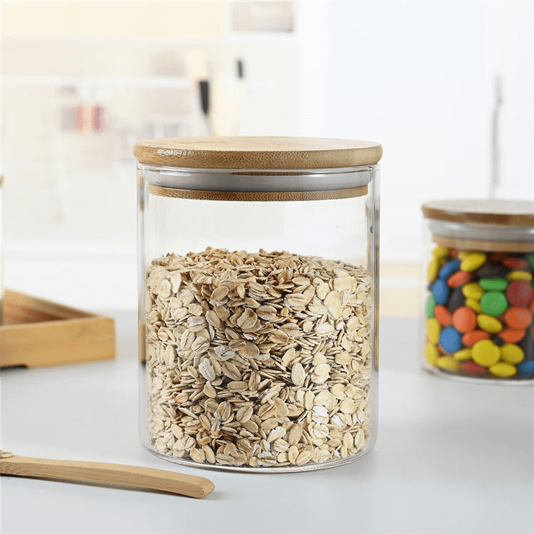 Glass Food Storage Containers with Lids Large Glass Food Storage Jars for  Coffee Bar Tea Sugar (27 FL OZ)