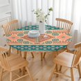 thumbnail image 3 of Elastic Hem Boho Style Tablecloth with Floral Design - Vibrant Round Table Cover for Dining - Fits 52 to 56 Inch, 3 of 7