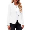 thumbnail image 2 of Fashion Slim Fit Women Solid Color Long Sleeve Button Lapel Blazer Jacket Casual Suit Outer Coat S-XXL White, 2 of 8