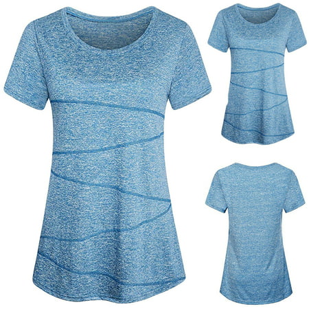 Tuscom Womens Fahsion Blouse Short Sleeve Yoga Tops Activewear Running Workout (Best Workout T Shirts)
