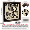 2D Flat, 1pc Vintage Wooden Framed Wall Art - A Negative Mind Will ...