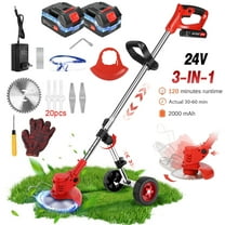 Cordless Weed Eaters Electric Grass Trimmer & Edger, Tanbaby 6 inch 3-in-1 Weed Wacker Kit with Upgraded Wheels