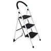 AUWER 3 Step Ladder Folding Step Stool Steel Ladder With Handle Anti-Slip Solid Pedal