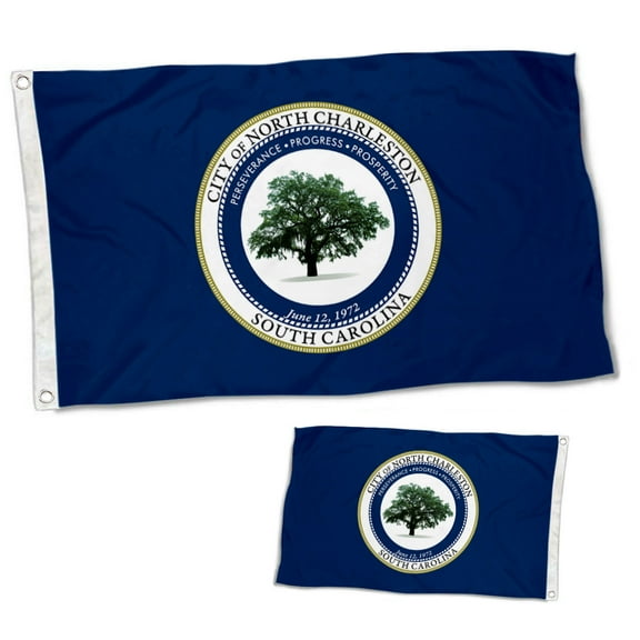 Dutern Double Sided City of North Charleston Flag, South Carolina Flags Banner 3 Ply with Brass Grommets 12x18 Inch