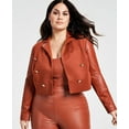 thumbnail image 3 of Plus Size Pleather Double-Breasted Cropped Blazer Spice 3X, 3 of 3