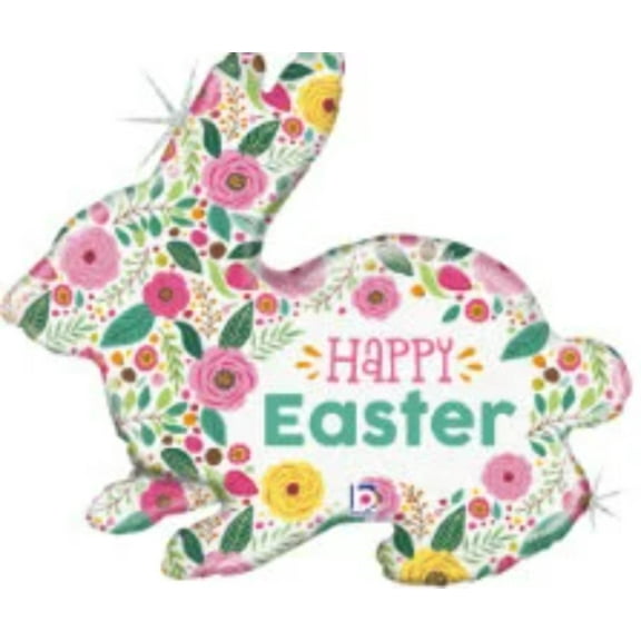 32" HAPPY EASTER BUNNY Shaped Balloon • Large Shape Foil Mylar Balloon • Party Supplies Decorations Foil Mylar Balloon