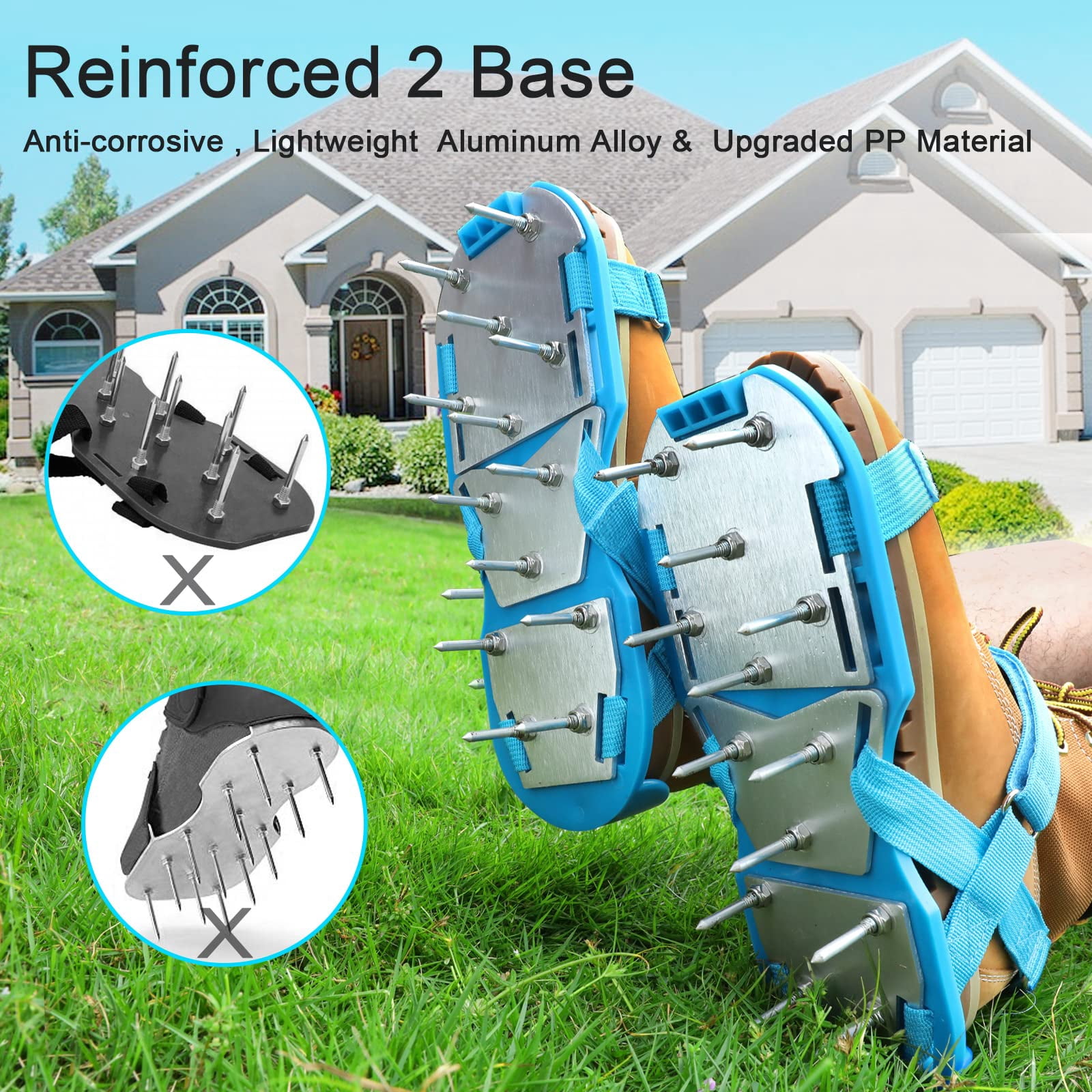 Lawn Aerator Shoes - Fully Assembled Soil Aeration Shoe Pair Yard Tool For Aerating Patio Garden Grass