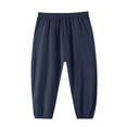 thumbnail image 7 of Linen Pants for Boys Kids Lightweight Elastic Waist Tapered Trousers Teen Tween Soft Cuffed Joggers with Pockets Casual Summer Beach Outfits, 5-15Y, 7 of 7