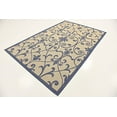 thumbnail image 2 of Unique Loom Botanical Collection Traditional Border Transitional Indoor and Outdoor Flatweave Area Rug, 5 Feet 3 Inch x 8 Feet, Blue/Beige, 2 of 5