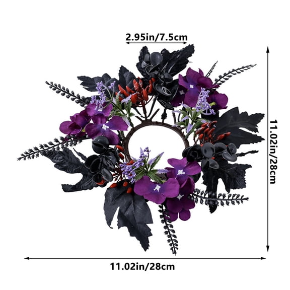 Rkxzt Decorative Ring Silk Maple Leaves Candlestick Wreath Purple Floral Candle Ring 9.84 Inch Table Centerpiece for Party Decor,Holiday Products|Plastic,Black