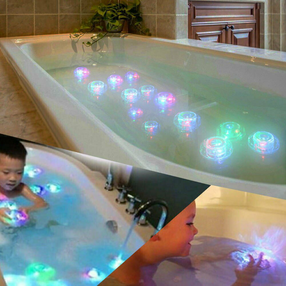 1PC Bathroom LED Light Kids Toys Water Induction Waterproof In Tub Bath Time Fun 