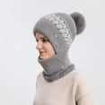 thumbnail image 6 of GRNSHTS Women One Piece Slouchy Fleece Beanie Hats Scarf Mask Warm Winter Knitted Hat Thick Skull Ski Cap (Gray), 6 of 9