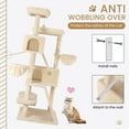 thumbnail image 4 of Sha Cerlin 65.7 " Large Cat Tree Tower Condo for Cats with 2 Scratching Ramps, Hammock & Scratching Posts, Beige, 4 of 8