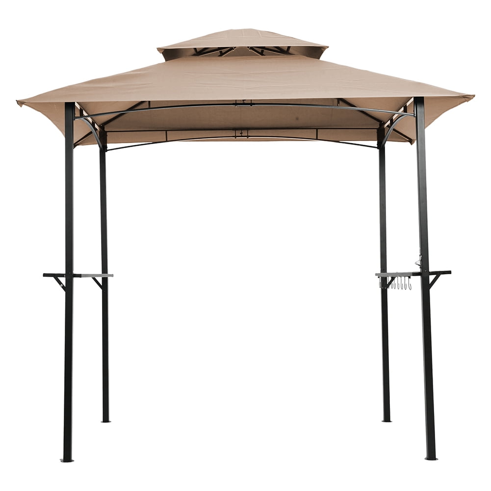Kepooman 8' x 5' Outdoor Barbecue Tent with Double Top, Barbecue Pavilion for Camping, Barbecue Awning for Patio, Available at Night, Khaki Kepooman 8' x 5' Outdoor Barbecue Tent with Double Top, Barbecue Pavilion for Camping, Barbecue Awning for Patio, Available at Night, Khaki