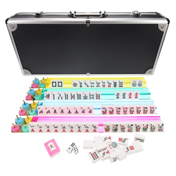 WE Games Aluminum & Black Mahjong - American Style