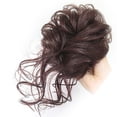 thumbnail image 2 of Dark Brown Curly Hair Bun with Scrunchie - Messy Elastic Synthetic Extension for Weddings, 2 of 8