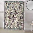 thumbnail image 5 of Fabric Shower Curtain, Vintage Paisley Flowers Floral Geometric Watercolor Linen Shower Curtains with 12 Hooks Waterproof Machine Washable Bath Curtains for Bathroom, 72 x 96in, 5 of 6