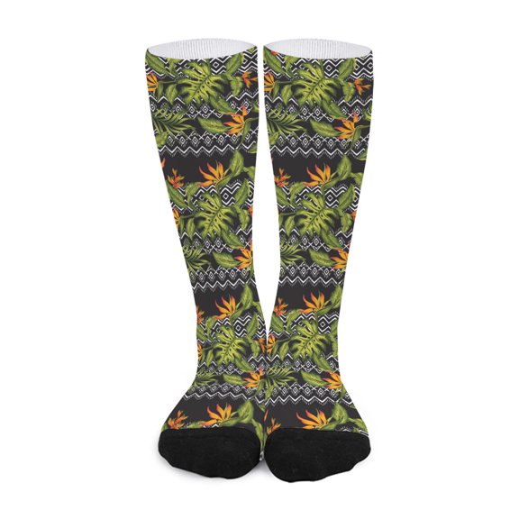 DIQADILA Ethnic Bird Of Paradise Pattern Print Long Socks