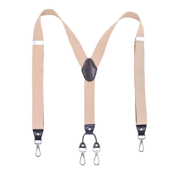 MOJOGO Mens Y Shape Suspenders Fashion Adjustable Elastic Braces Wedding Dress Suspenders with 4 Loop Khaki Free Size