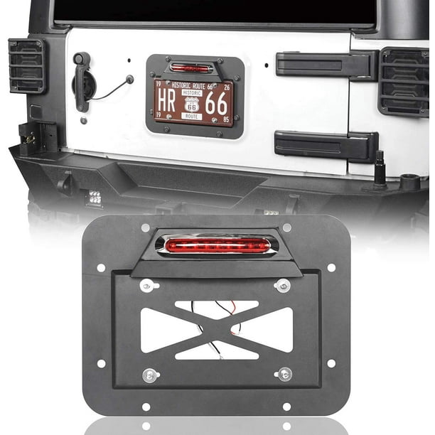 Wrangler Spare Tire Delete License Plate Relocation Kit w/Plate Illuminate  Light & Third Brake Light for 2007-2018 Jeep Wrangler JK & Unlimited -  
