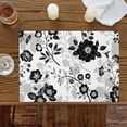 thumbnail image 2 of Vintage Flowers Placemats for Dinning Table Set of 6, Black White Farmhouse Floral Plants Burlap Kitchen Place Mats Waterproof Cloth Table Mats, Indoor Outdoor Placemats Easy Clean Dinner Decor, 2 of 8