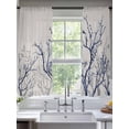 thumbnail image 2 of Blue Tree Sheer Curtains 63 Inch Length 2 Panels Set, Retro Farmhouse Botanical Branches Bird Voile Window Treatment Rod Pocket Curtains Sheers Drapes for Bedroom/Living Room/Kitchen 52x"63"x2, 2 of 7