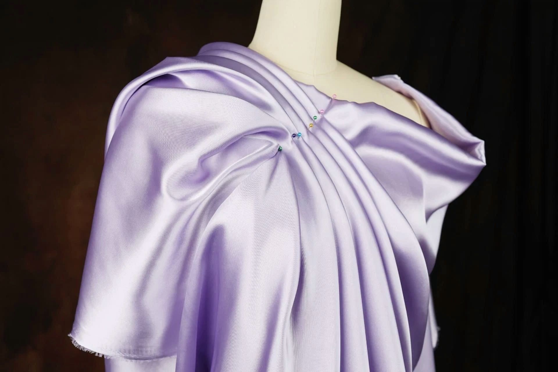 BUTTERFLY- Lilac Satin Charmeuse Fabric By The Yard 173
