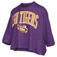 thumbnail image 2 of Women's Pressbox  Purple LSU Tigers Midi Arch Over Logo Oversized T-Shirt, 2 of 3