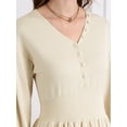 thumbnail image 4 of DARING DIVA Long Sleeve Sweater Ribbed Knit Midi A-Line Dress XL Beige, 4 of 6