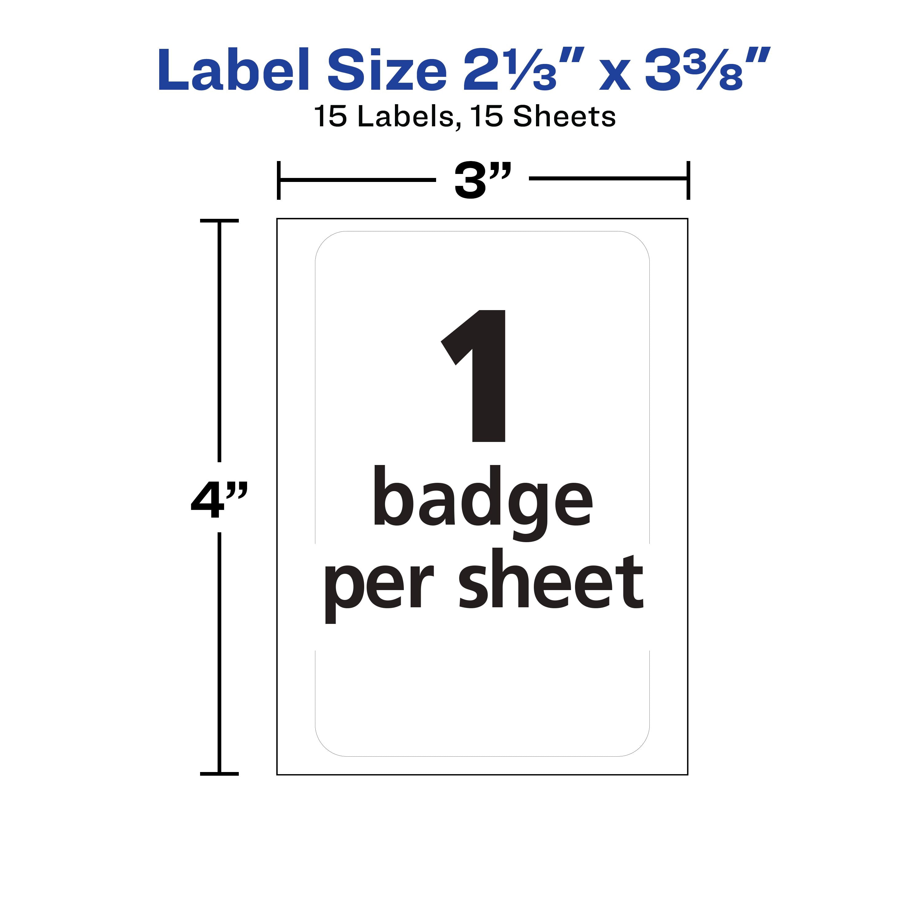 Avery Name Badge Labels, Flexible, 2-1/3" x 3-3/8", Film, White, Handwrite, 15 Labels