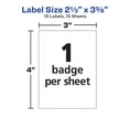 thumbnail image 2 of Avery Name Badge Labels, Flexible, 2-1/3" x 3-3/8", Film, White, Handwrite, 15 Labels, 2 of 7