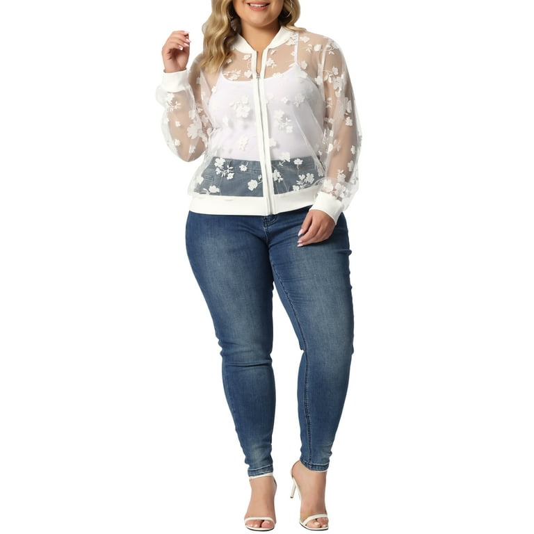 MODA NOVA Juniors Plus Size Mesh Sheer Floral Lace Long