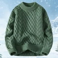thumbnail image 3 of ManxiVoo Women Oversized Cable Knit Chunky Sweater Long Sleeve Crewneck Pullover Top for Fall Winter Fashion M Size Green, 3 of 6