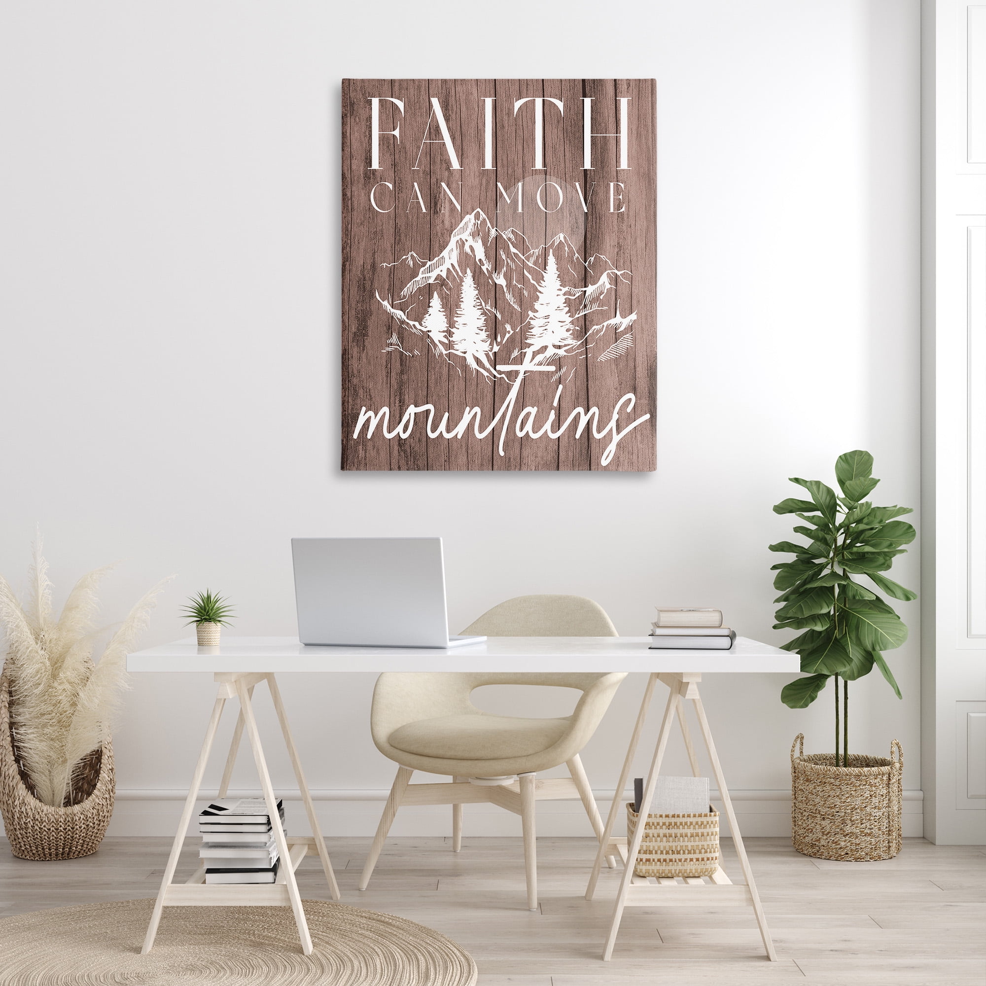 Stupell Industries Faith Can Move Mountains Landscape Painting Gallery Wrapped Canvas Art Print Wall Art, 36 x 48