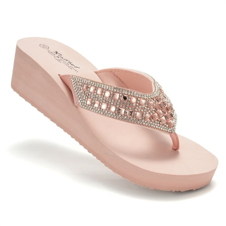 

UKAP Womens Lady Flat Rhinestone Flatform Slip On Sliders Slides Sandals Summer Shoes
