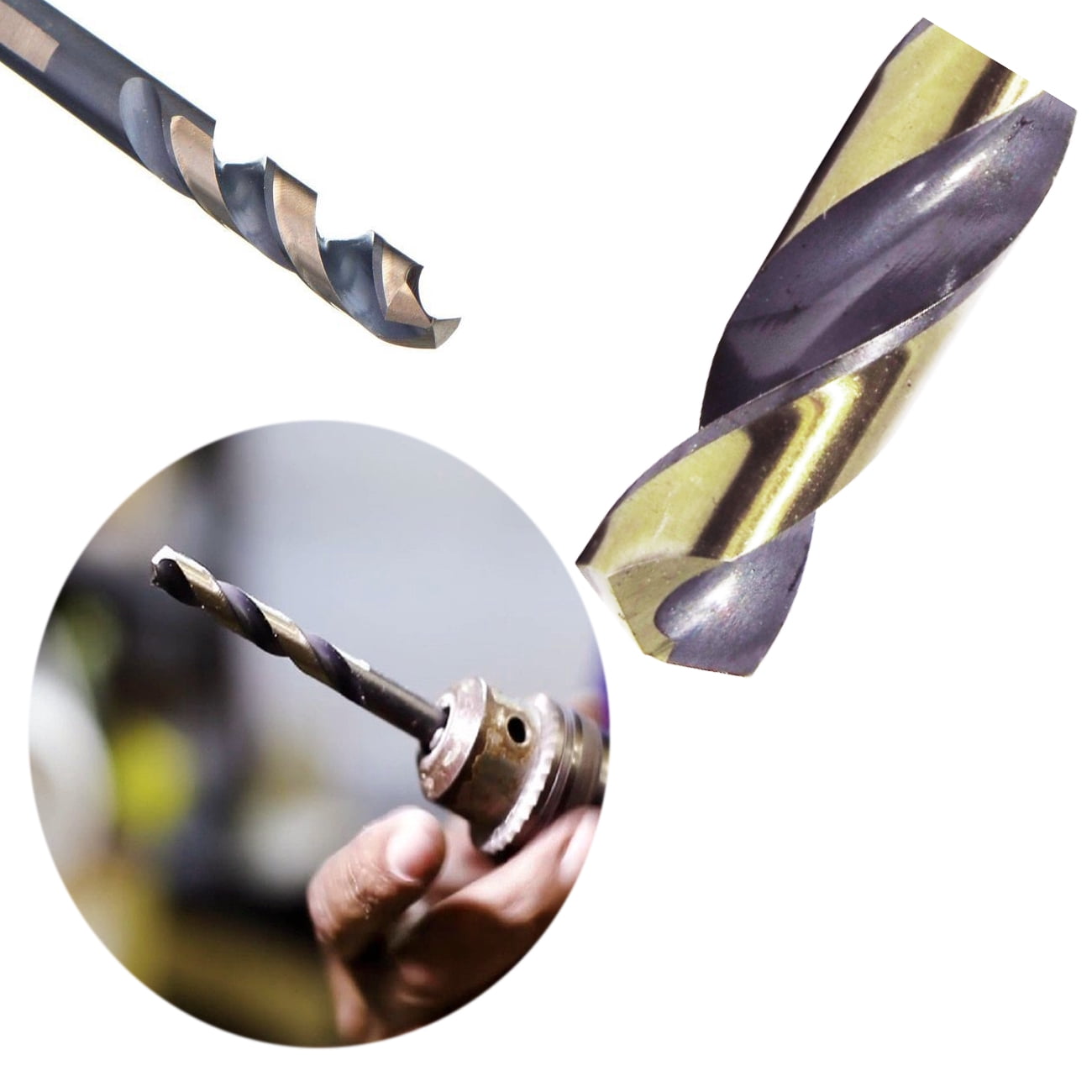 Hss Drill Bit Jobber Parabolic Golden/Black 3-Flat Shank 5Pcs 31/64 inch