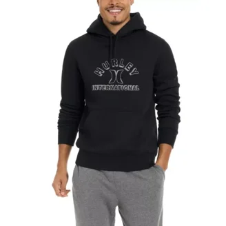 Hurley Men's Long Sleeve Half Zip Sherpa Anorak Hoodie (Obsidian