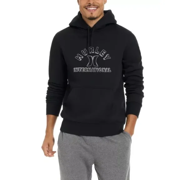 Hurley Men’s Graphic Hoodie Pullover Sweater (Black, Large)