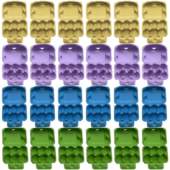 24 Pcs Egg Cartons, Paper Egg Cartons, Multicolor, Secure Latch Design, Bulk Blank Egg Cartons Ideal for Farm, Quail and Chicken Egg Storage