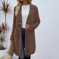thumbnail image 6 of Olyvenn Women Fall Long Cardigan Sweater Trendy Knit Jacket Coat Dressy Blazer Button Down Open Front Cardigan Brown XXL, 6 of 7