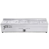 INTBUYING Propane Gas Food Soup Warmer Stove Bain Marie Commercial Canteen Buffet Steam Heater 12''x8.7''x6'' Pan 5 Pan