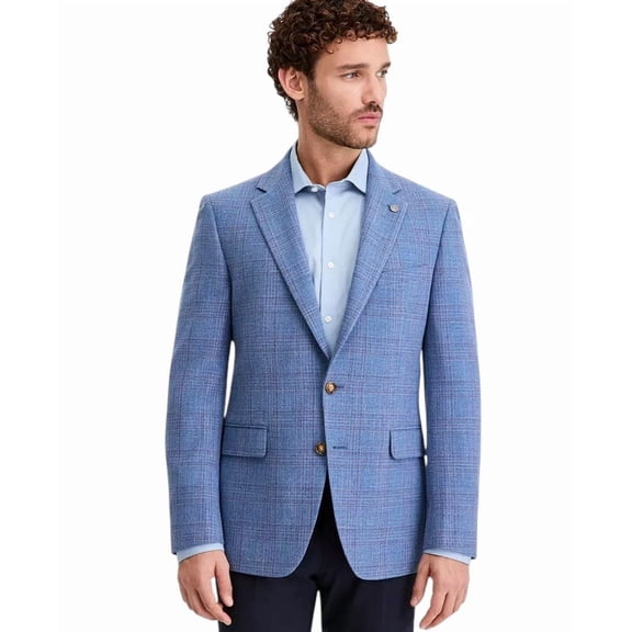 Ted Baker Mens Modern fit Wool Sport Coat Blazer 36 S Light Blue Plaid