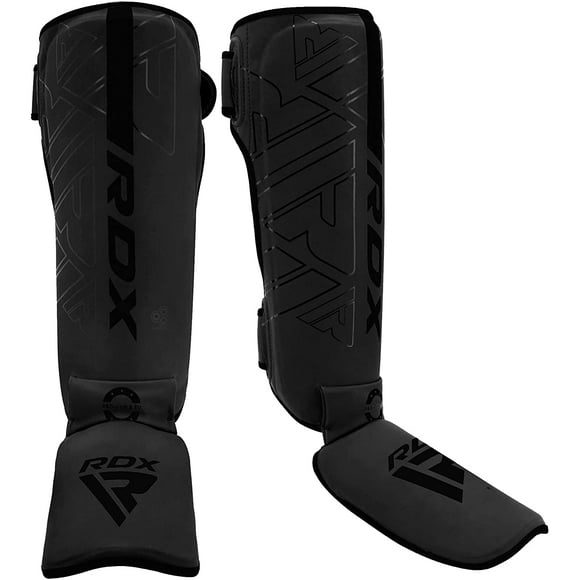 RDX Shin Guards for Kickboxing, Muay Thai, MMA Fighting and Training Pads, Maya Hide Leather KARA Instep Foam Protection, Leg Foot Protector for Martial Arts, Sparring, BJJ and Boxing Gear