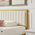 thumbnail image 3 of VECELO Twin Size Metal Platform Bed Frame, Modern Upholstered Bed Frame with Velvet Tufted Headboard and Footboard, No Box Spring Needed, Gold & Beige, 3 of 7