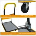 thumbnail image 5 of Noble House 35" Flatbed Cart, Heavy Duty Platform Hand Truck with Foldable Push Handle for Loading and Storage, Yellow, 5 of 8