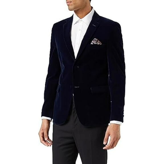 Men’s Velvet Blazer Classic Smart Casual Tailored Fit Wedding Suit Jacket