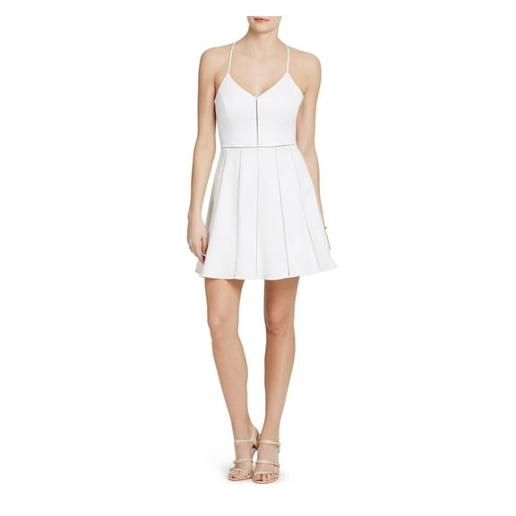 PARKER Women's Strap Cutout Mini Dress, White, L